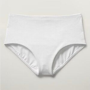 Athleta White Pique High Waist Swim Bottom